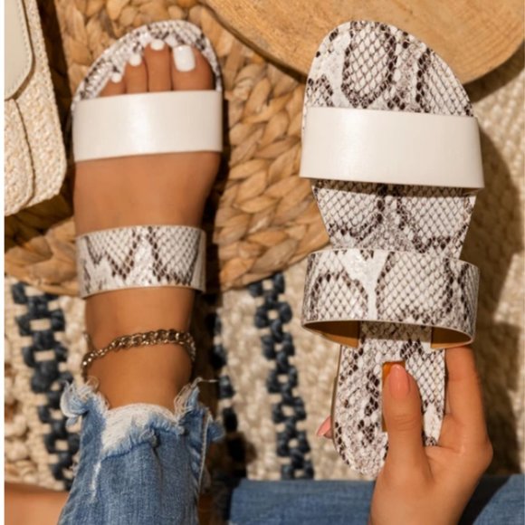 Shoes - !! SIZE 6 LEFT !! Double Strap Sandals in Snake